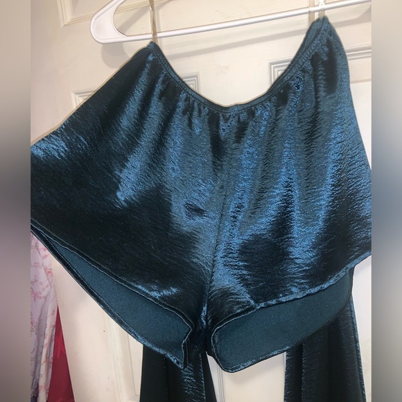 Wet seal boho 2 piece satin teal set bell sleeve summer festival spring party - Picture 4 of 5